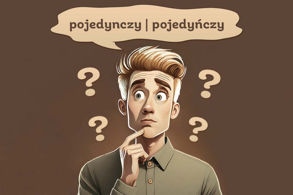 chłopak myśli, która forma zapisu jest prawidłowa: pojedynczy czy pojedyńczy
