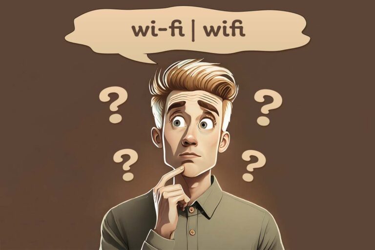 chłopak myśli, która forma zapisu jest prawidłowa: wi-fi czy wifi