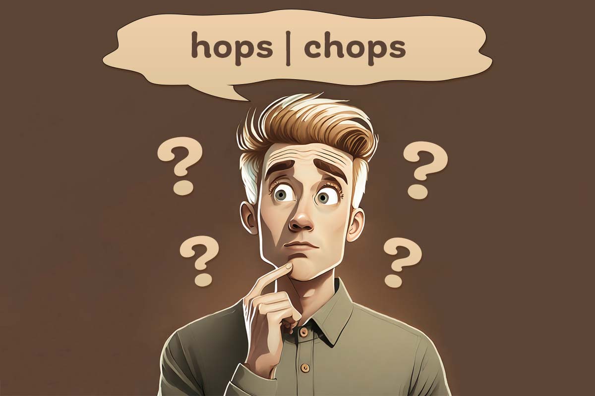 chłopak myśli, która forma zapisu jest prawidłowa: hops czy chops